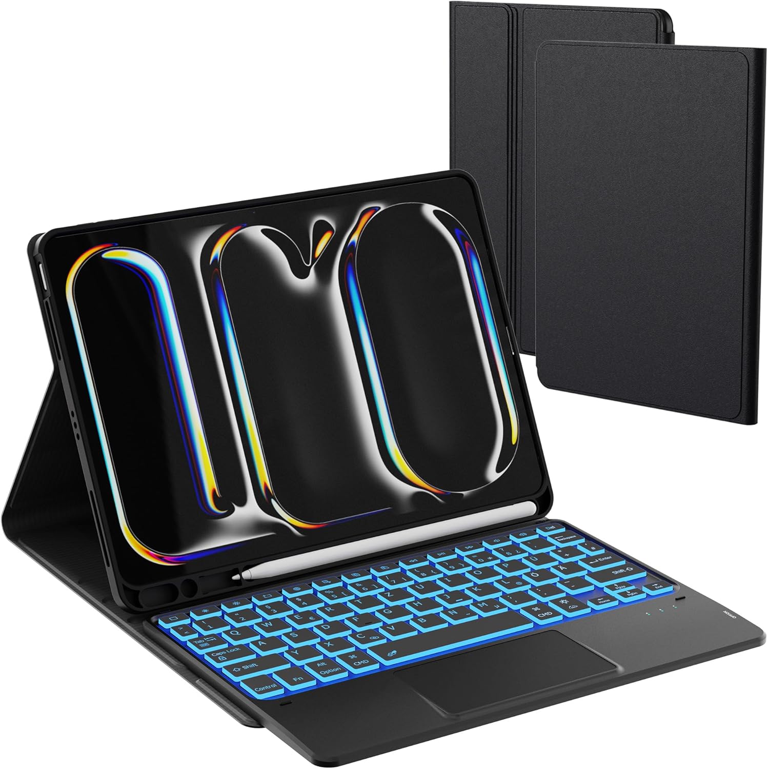 Husa cu tastatura iluminata pentru iPad Pro 11 inch M4 2024, negru