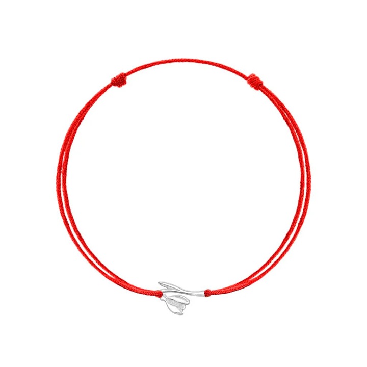 Brățară Argint, SORELLY, Ghiocel, Șnur Roșu, Dimensiune Reglabilă