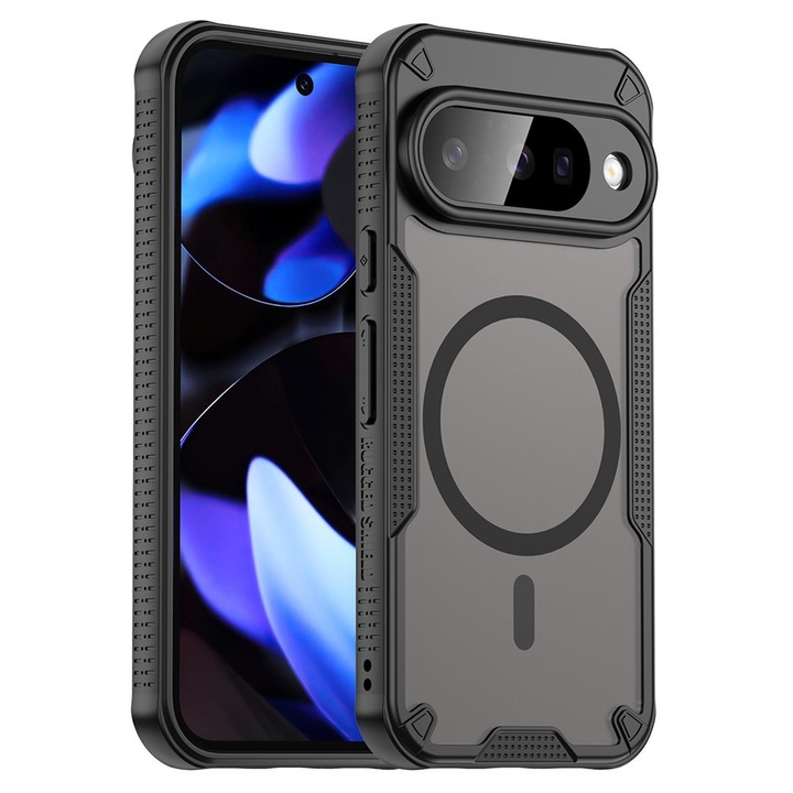 Husa telefon ERBORD Matt Case pentru Google Pixel 10, suport MagSafe, protectie intarita, neagra, slim