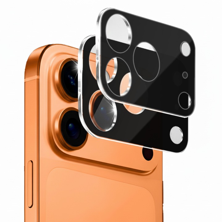 2x Folii de protectie ERBORD pentru camera iPhone 17 Pro Max, transparente, 9H, set