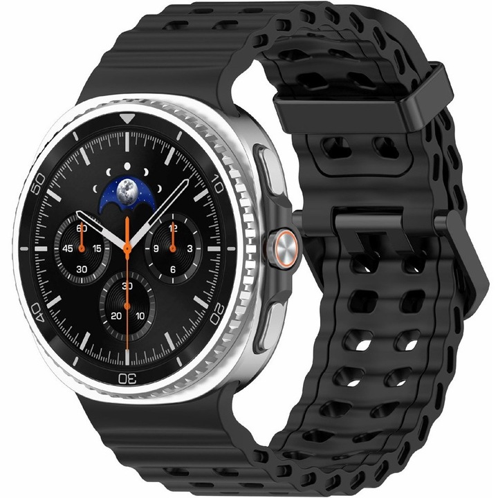 Pasek Silikon pentru Smartwatch, XGSM, Samsung Galaxy Watch 8 40mm / 8 44mm / 8 Classic 46mm, Sportiv, Negru