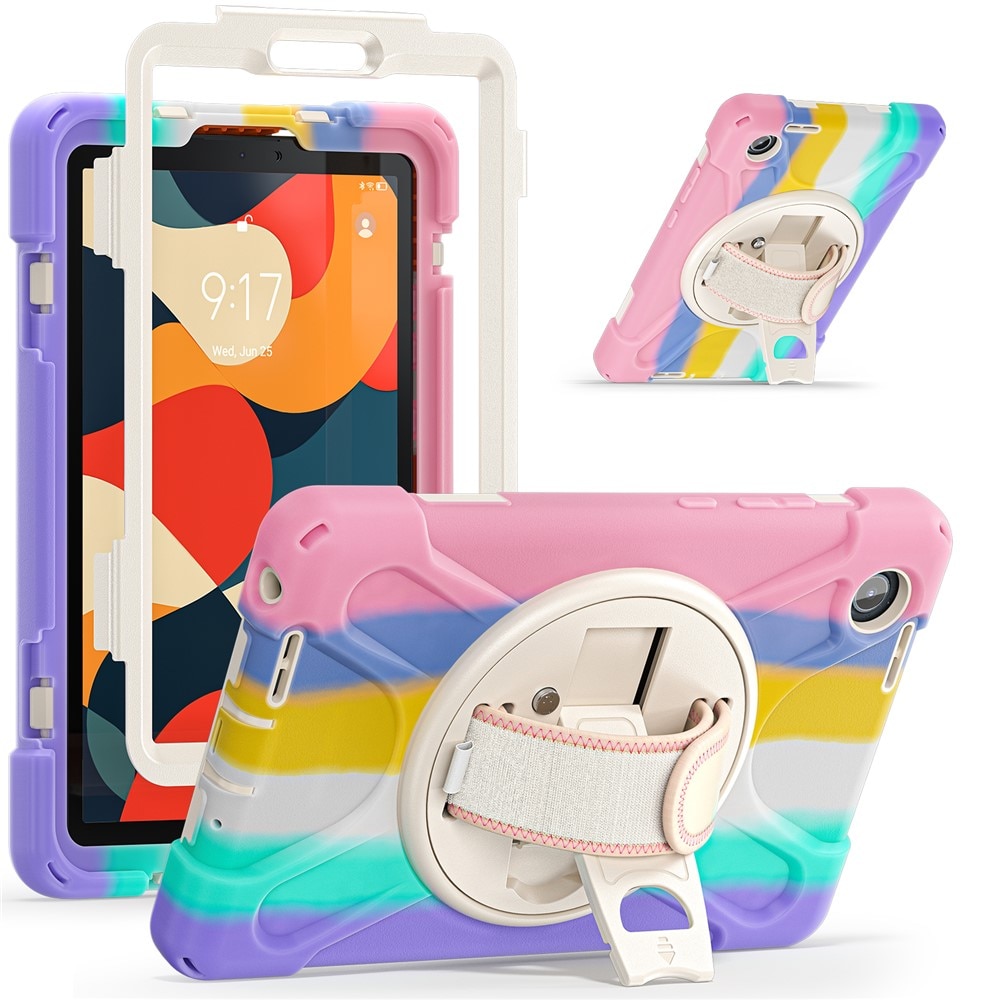 Husa tableta XGSM pentru Lenovo Tab One 8,7", panza cu suport 360° si curea, multicolor