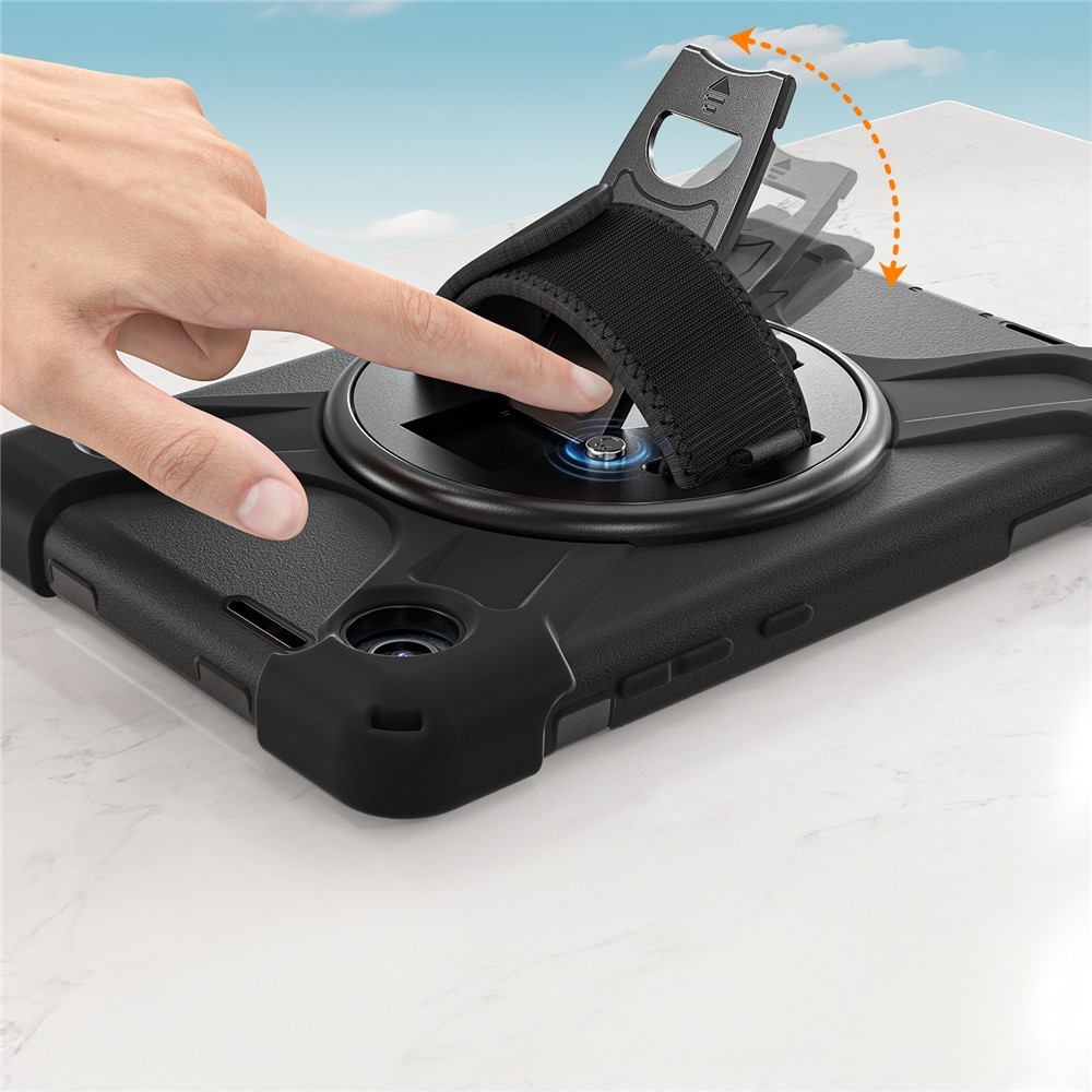 Husa tableta XGSM pentru Lenovo Tab One 8,7", panza cu suport 360° si curea de umar, neagra