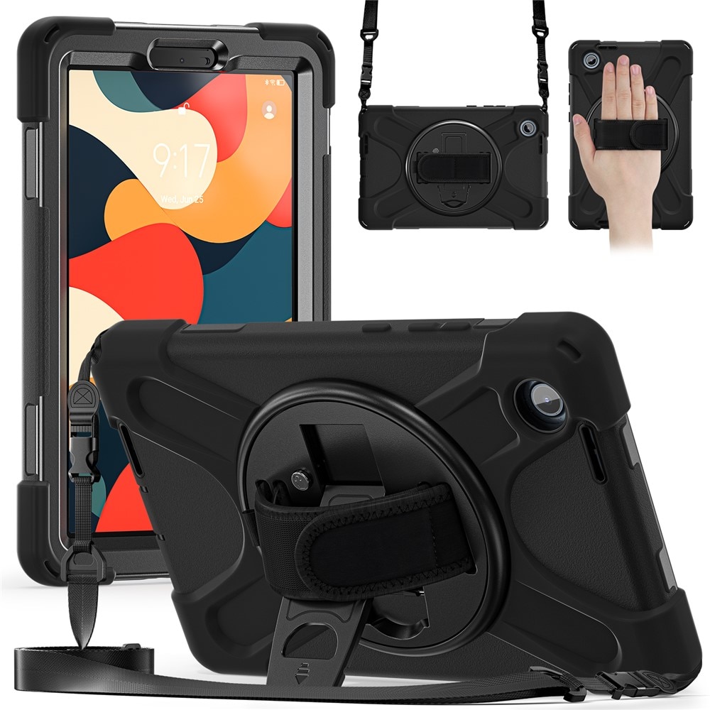 Husa tableta XGSM pentru Lenovo Tab One 8,7", panza cu suport 360° si curea de umar, neagra