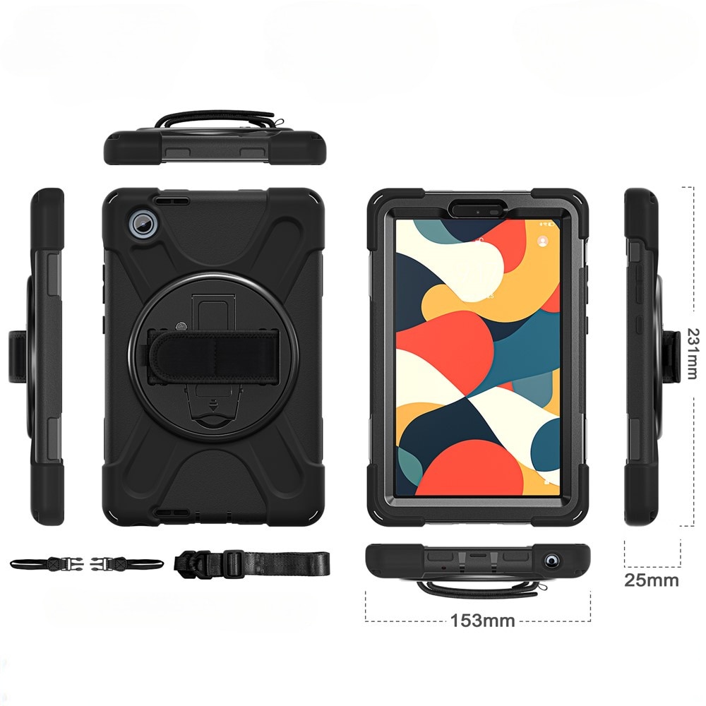 Husa tableta XGSM pentru Lenovo Tab One 8,7", panza cu suport 360° si curea de umar, neagra