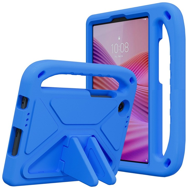 Husa pentru tableta Lenovo Tab One 8,7", cu maner, albastra, 2 in 1, protectie sporita
