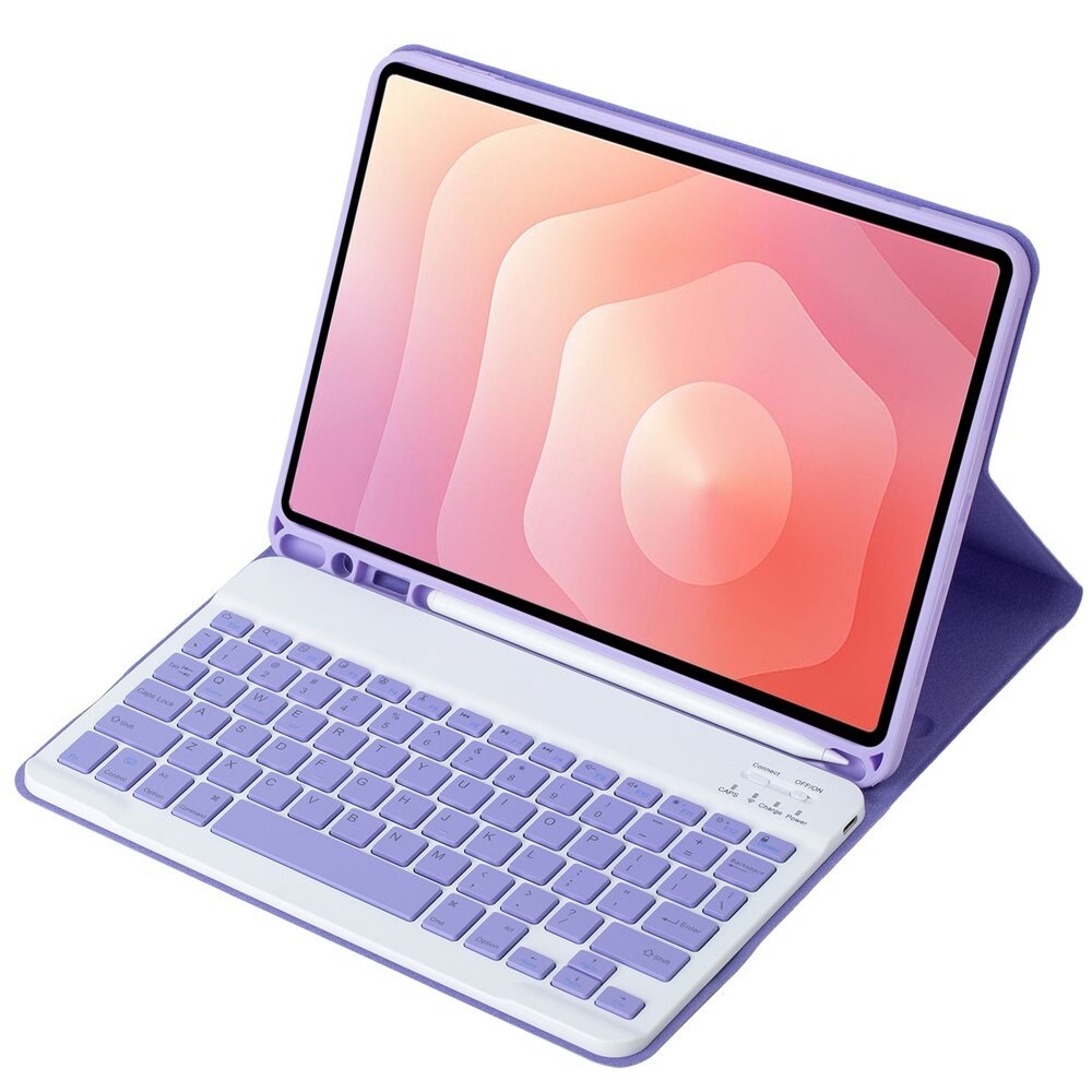 Etui cu tastatura pentru Samsung Galaxy Tab S11, 2 in 1, slot pentru stylus din piele, violet