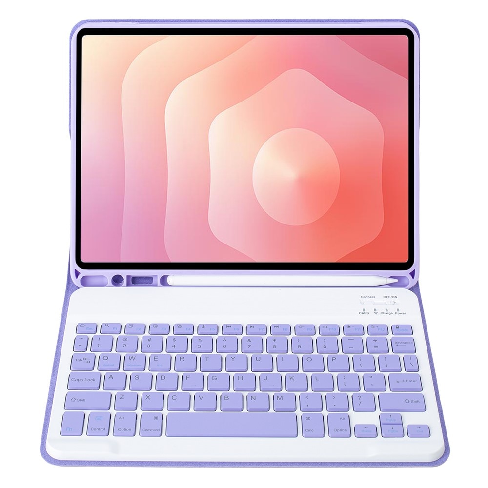 Etui cu tastatura pentru Samsung Galaxy Tab S11, 2 in 1, slot pentru stylus din piele, violet