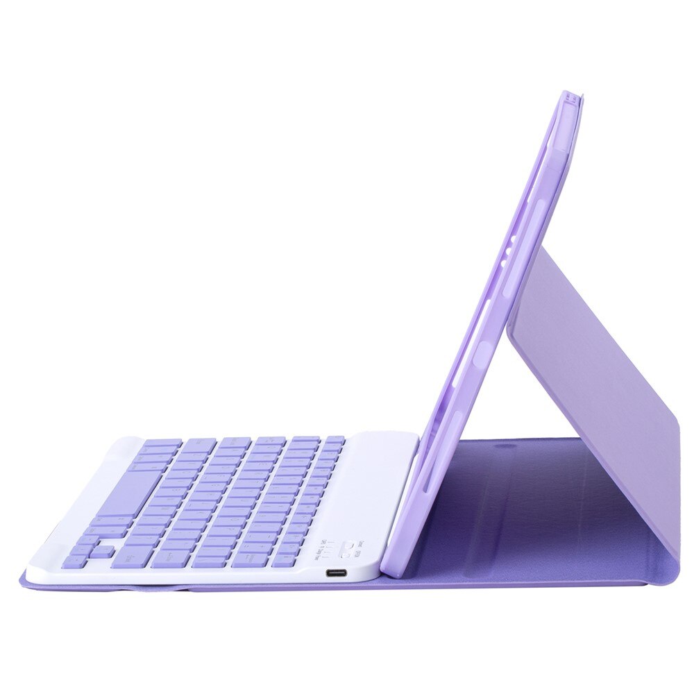 Etui cu tastatura pentru Samsung Galaxy Tab S11, 2 in 1, slot pentru stylus din piele, violet