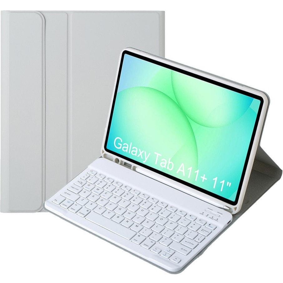 Husa cu tastatura pentru Samsung Galaxy Tab A11+, 2 in 1, gri, slot pentru stylus