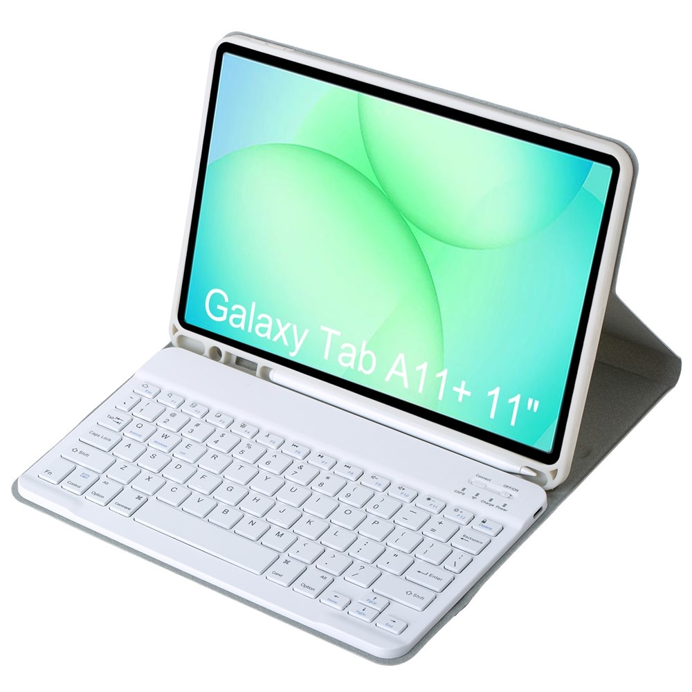 Husa cu tastatura pentru Samsung Galaxy Tab A11+, 2 in 1, gri, slot pentru stylus