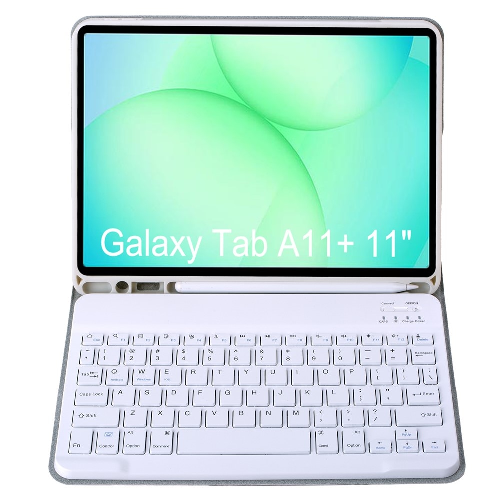 Husa cu tastatura pentru Samsung Galaxy Tab A11+, 2 in 1, gri, slot pentru stylus