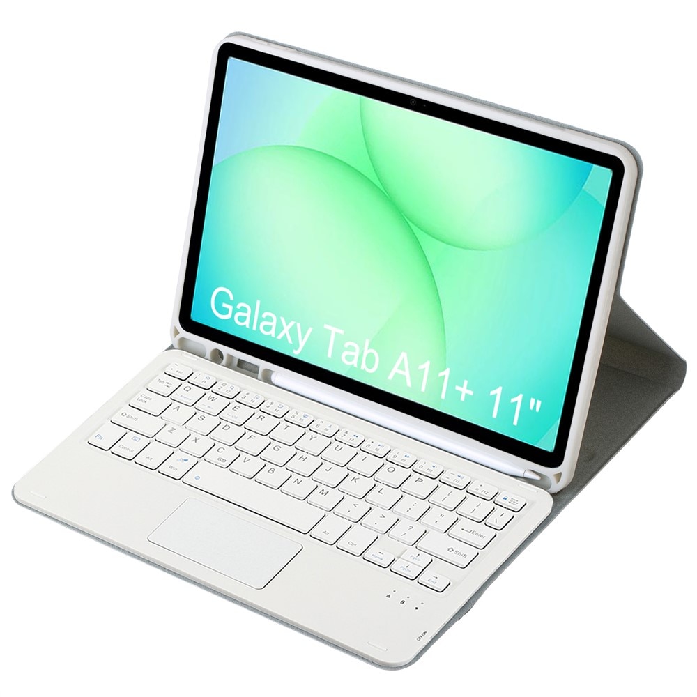 Etui cu tastatura Bluetooth si touchpad pentru Samsung Galaxy Tab A11+, gri, 2 in 1