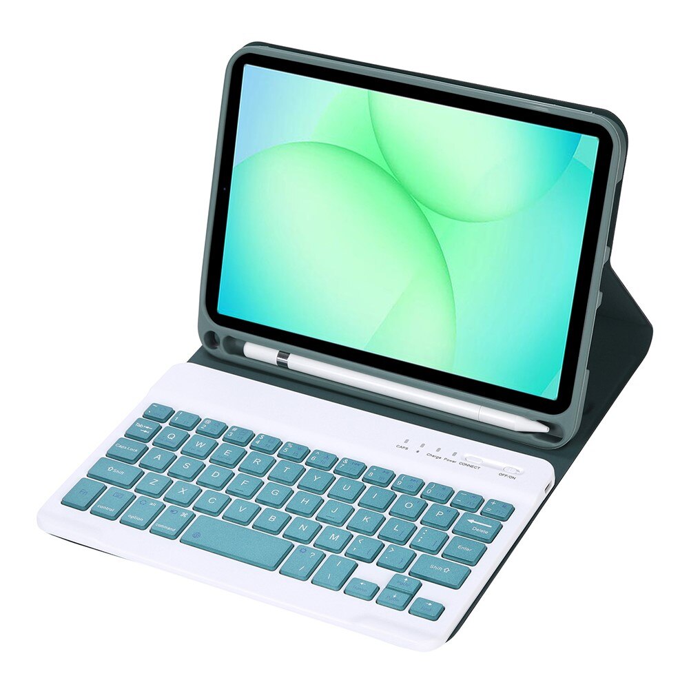 Husa cu tastatura pentru Samsung Galaxy Tab A11, 2 in 1, verde, slot pentru stylus, Bluetooth