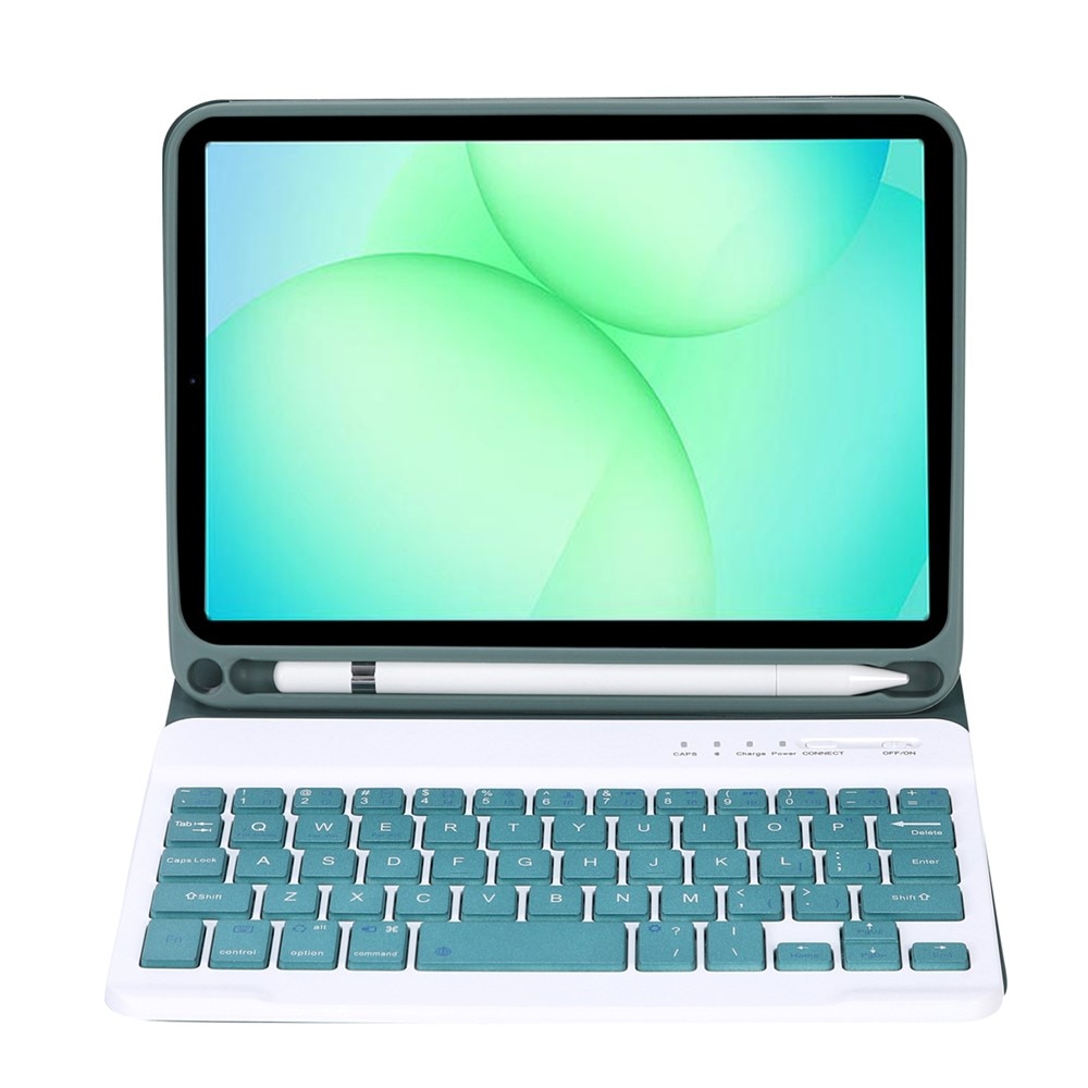 Husa cu tastatura pentru Samsung Galaxy Tab A11, 2 in 1, verde, slot pentru stylus, Bluetooth