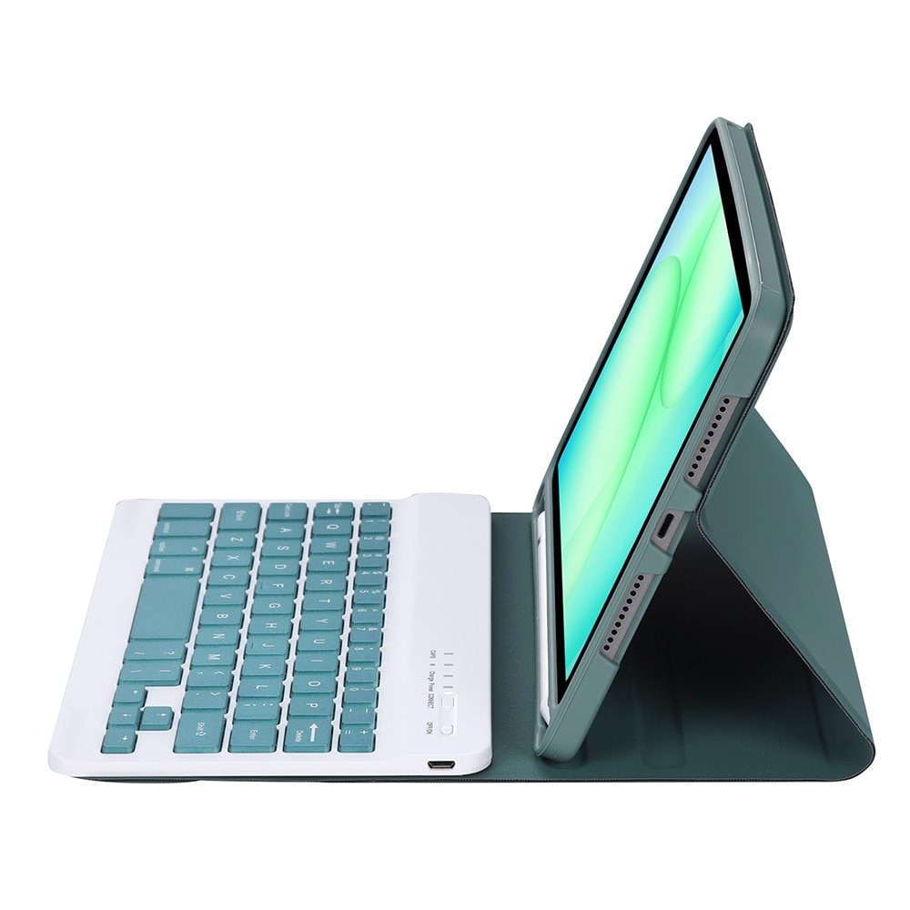 Husa cu tastatura pentru Samsung Galaxy Tab A11, 2 in 1, verde, slot pentru stylus, Bluetooth