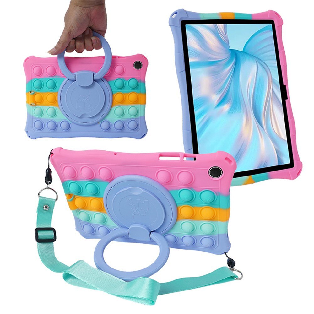 Etui pentru copii pentru Samsung Galaxy Tab A11/A9, Bubble, multicolor, cu suport si curea de umar