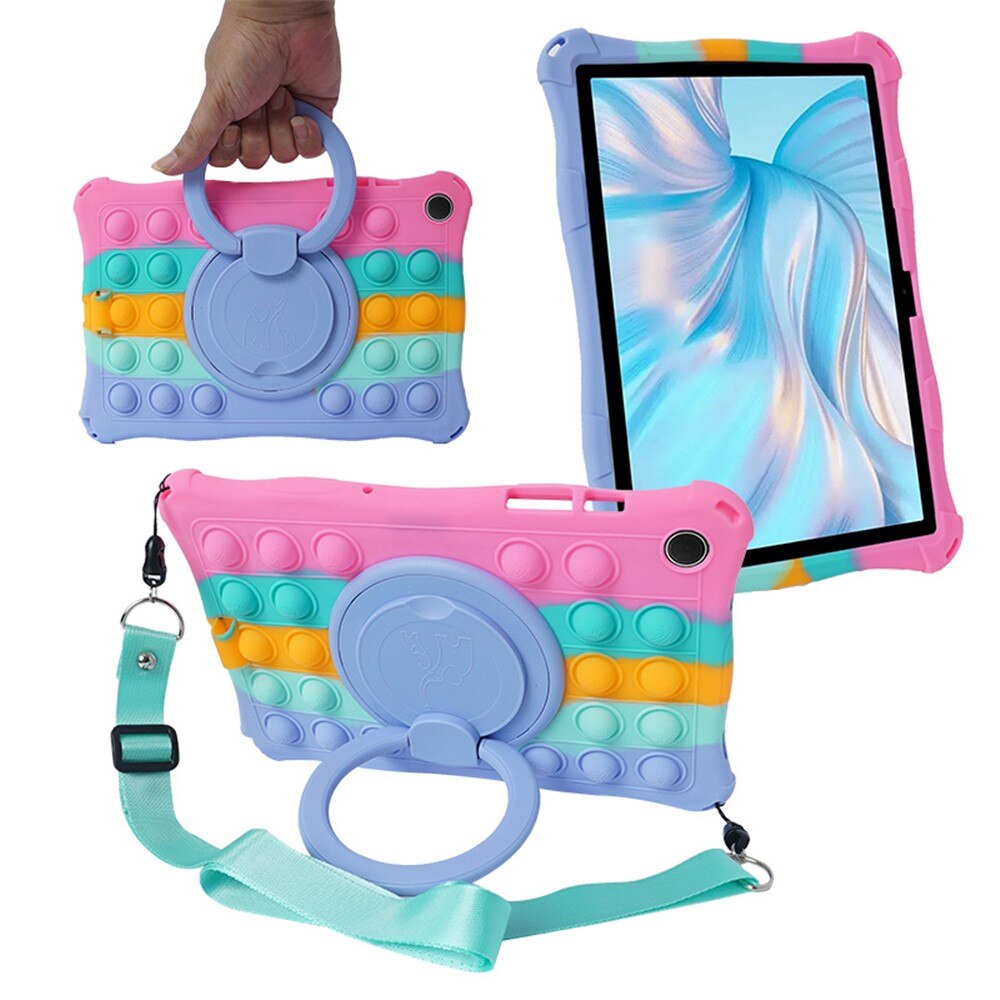 Etui pentru copii pentru Samsung Galaxy Tab A11/A9, Bubble, multicolor, cu suport si curea de umar