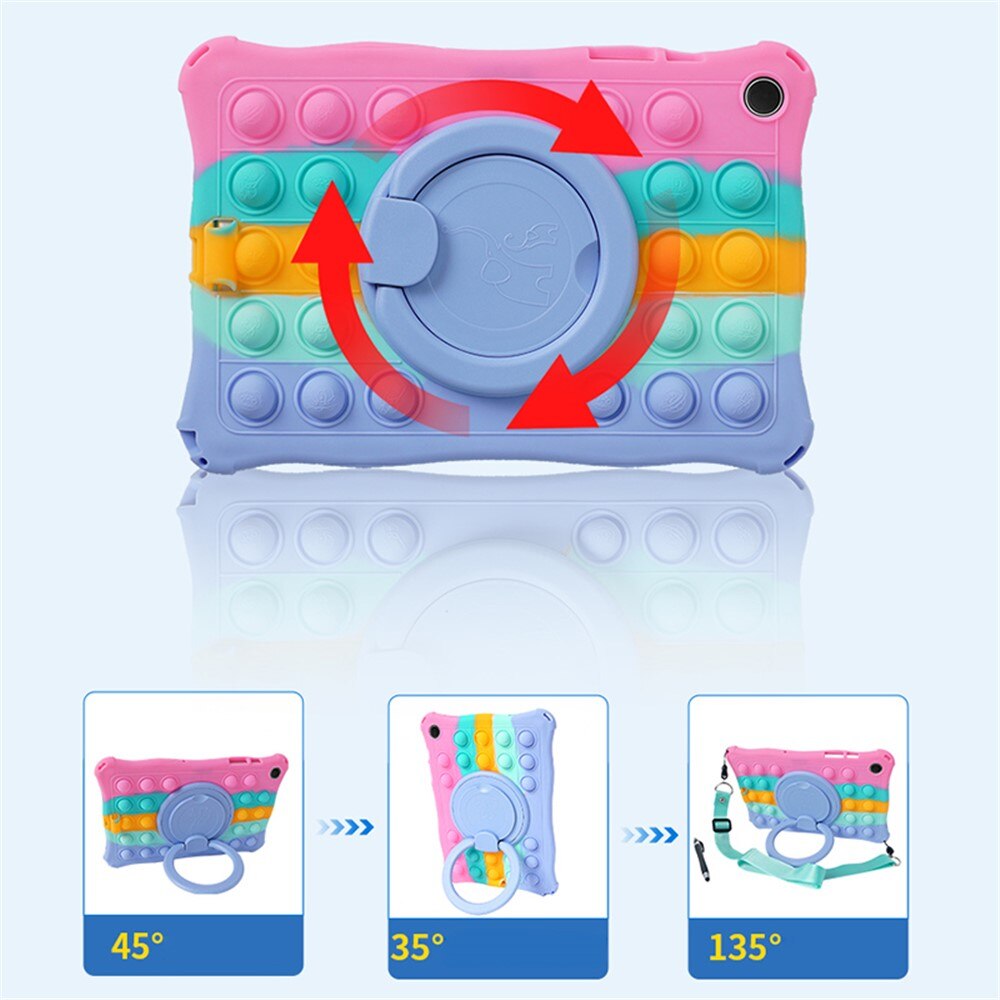 Etui pentru copii pentru Samsung Galaxy Tab A11/A9, Bubble, multicolor, cu suport si curea de umar