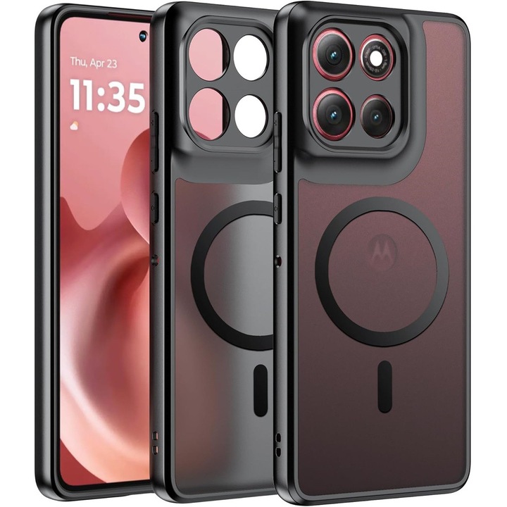 Etui hibrid pentru Motorola Moto G86 5G / G86 Power 5G, MagSafe, negru, dimensiuni compacte