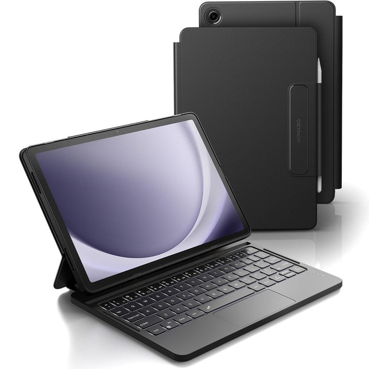 Husa cu tastatura pentru Samsung Galaxy Tab A9+, Dexnor Magnetic Keyboard Touchpad, negru