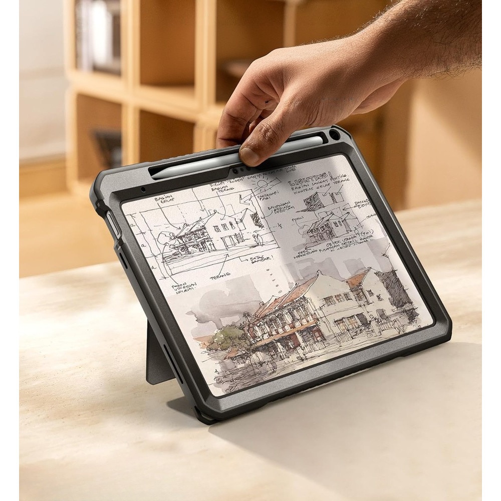 Husa tablete Dexnor 360 pentru iPad 11" 2025 A16 (11 gen.) / iPad 10.9" 2022 (10 gen.), cu suport si loc pentru stylus, neagra