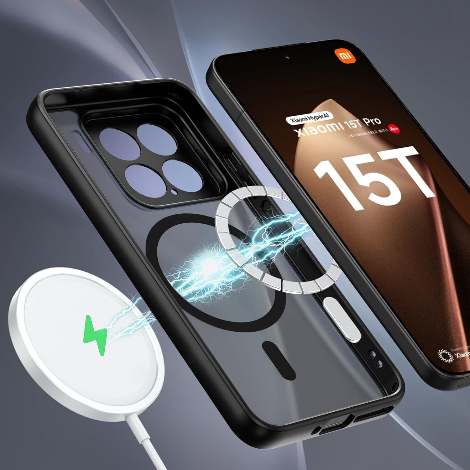 Husa pentru Xiaomi 15T Pro, ERBORD Matt Case, hibrid, protectie solida, neagra