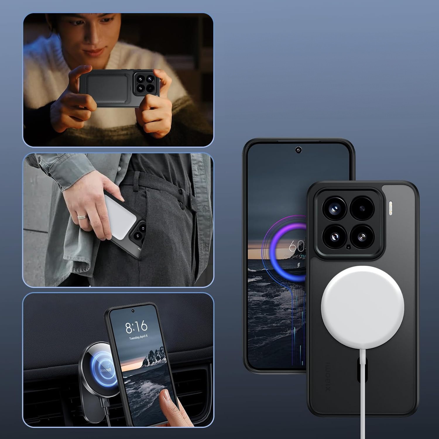 Husa pentru Xiaomi 15T Pro, ERBORD Matt Case, hibrid, protectie solida, neagra