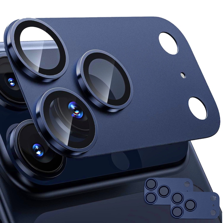 2x Folie de protectie ERBORD pentru camera iPhone 17 Pro Max, 9H, albastru