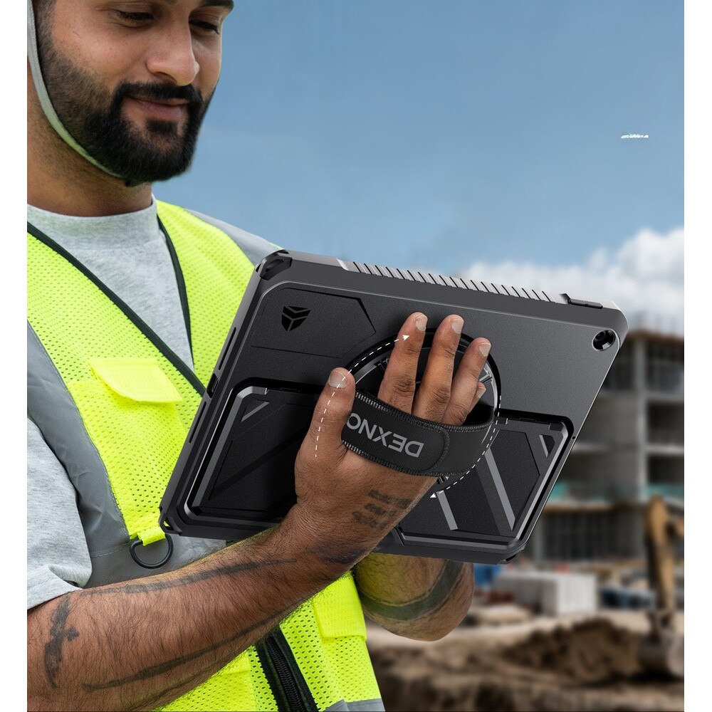 Etui pentru iPad 10.2" 2021/2020/2019, cu suport pentru rysik, negru, Dexnor, 360° rotativ, rezistent la socuri