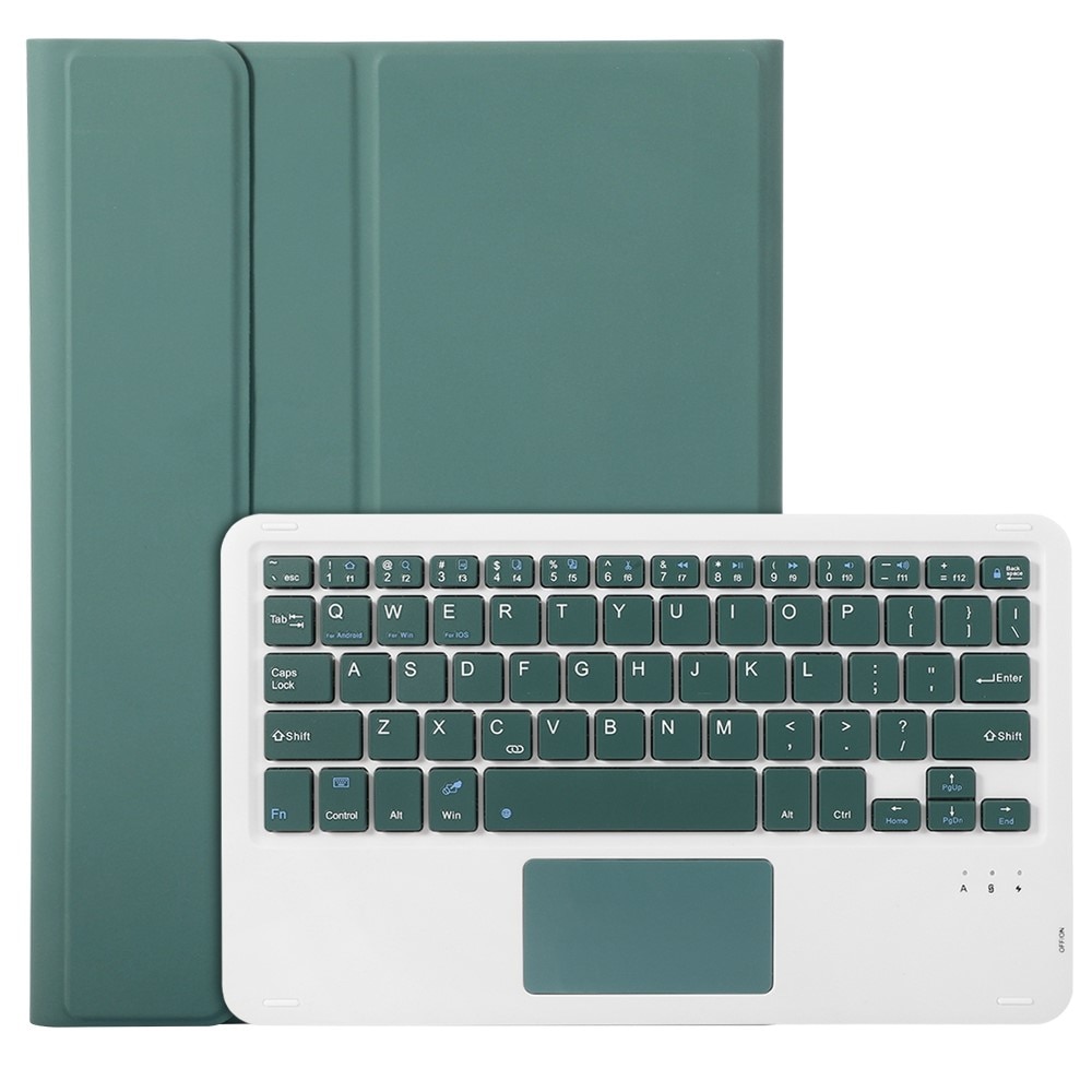 Etui 2in1 cu tastatura Bluetooth si touchpad pentru Samsung Galaxy Tab S11, verde, dimensiuni compacte