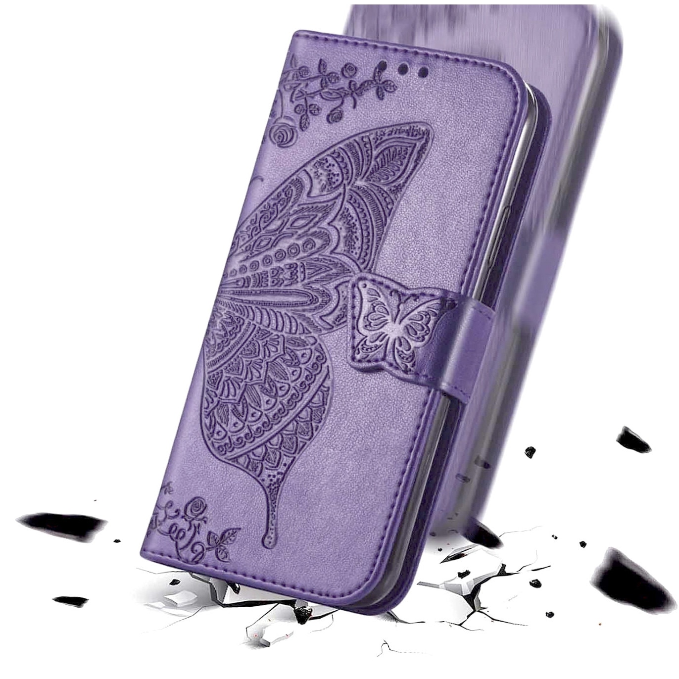 Husa flip pentru Xiaomi Redmi Note 15 Pro 5G, Fluture, violet