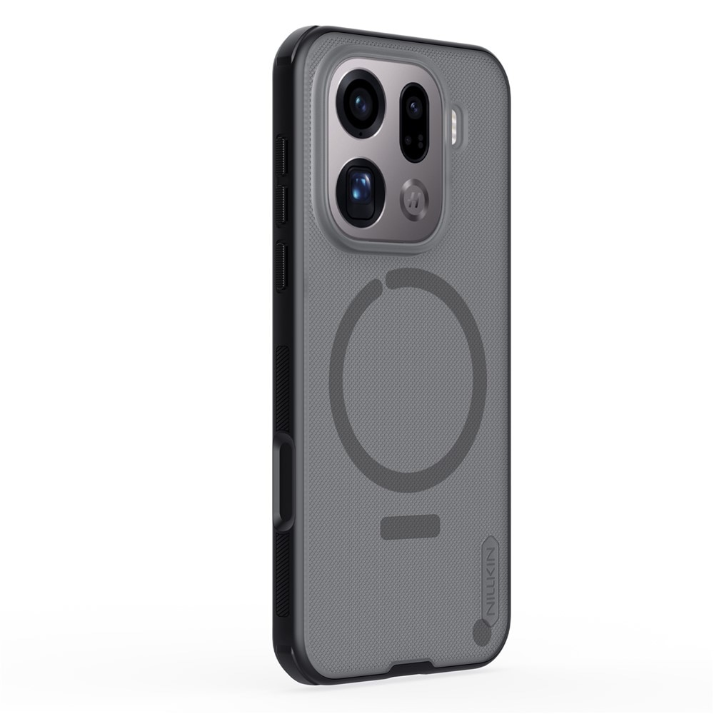 Etui pentru telefon Nillkin Frosted Shield Pro MagSafe, protectie hibrida, mata, transparenta/neagra, pentru Oppo Find X9 Pro
