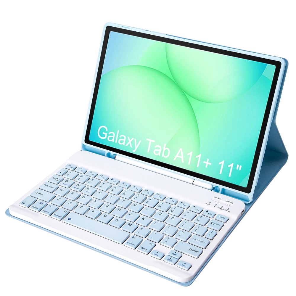 Etui cu tastatura pentru Samsung Galaxy Tab A11+, 2 in 1, albastru, slot pentru stylus, Bluetooth