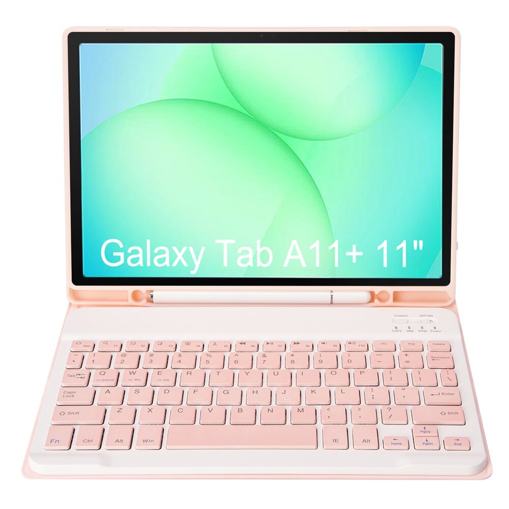 Etui cu tastatura pentru Samsung Galaxy Tab A11+, roz, 2 in 1, slot pentru stylus
