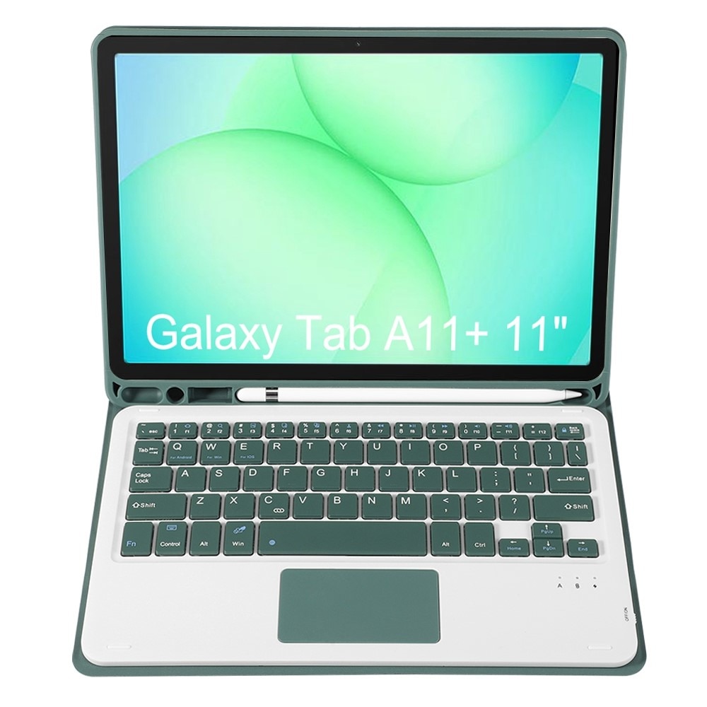 Husa tableta cu tastatura Bluetooth si touchpad pentru Samsung Galaxy Tab A11+, verde, 2 in 1