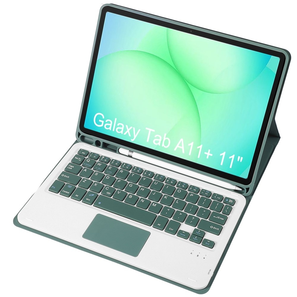 Husa tableta cu tastatura Bluetooth si touchpad pentru Samsung Galaxy Tab A11+, verde, 2 in 1