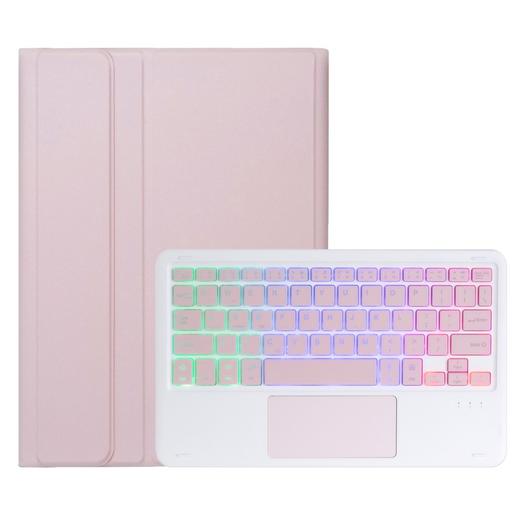 Husa tableta 2in1, cu tastatura iluminata Bluetooth si touchpad, XGSM, pentru Samsung Galaxy Tab S11, roz, dimensiuni compacte