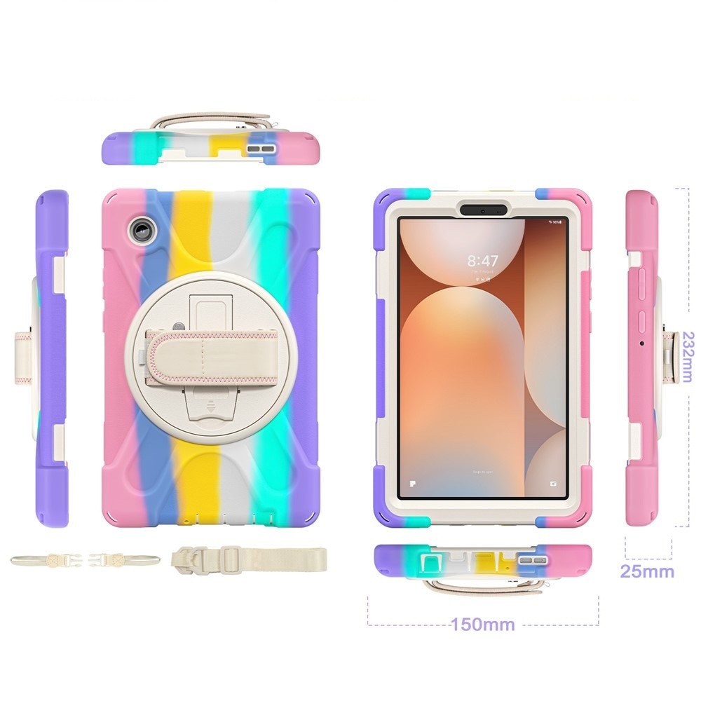 Husa tableta XGSM pentru Samsung Galaxy Tab A11, pachet cu suport 360 si curea, multicolor