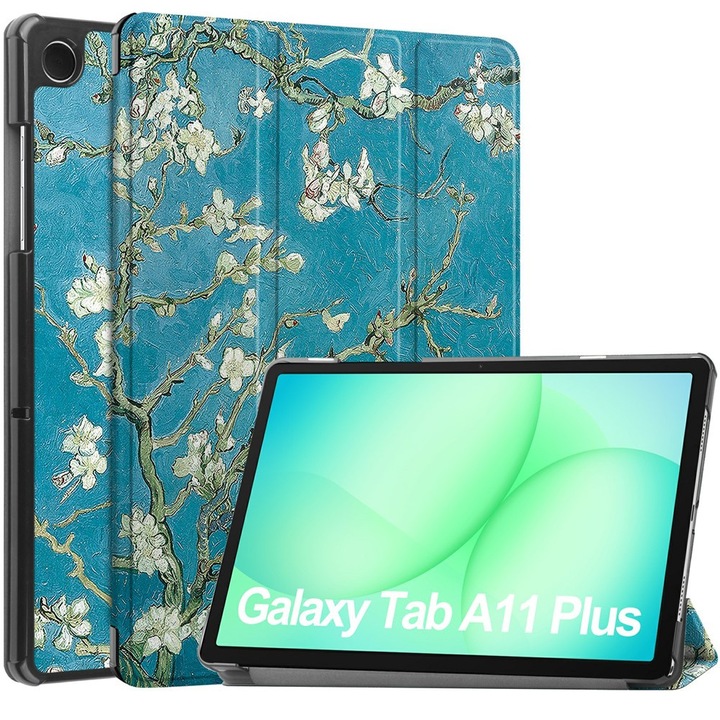 Husa tableta Smartcase pentru Samsung Galaxy Tab A11+/A9+, Apricot Blossom, material PU+PC, suport pliabil