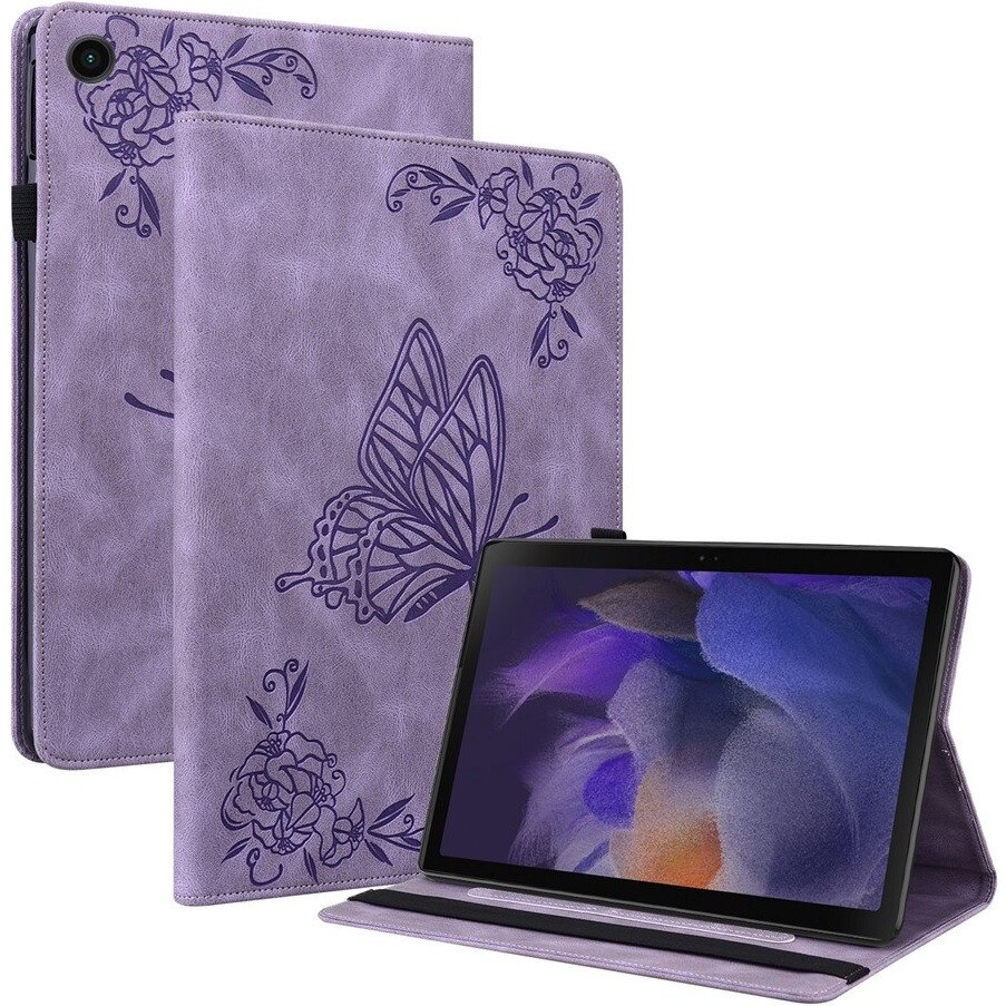 Etui pentru tableta, Butterfly, fiolet, pentru Samsung Galaxy Tab A11+, cu suport si compartimente pentru carduri