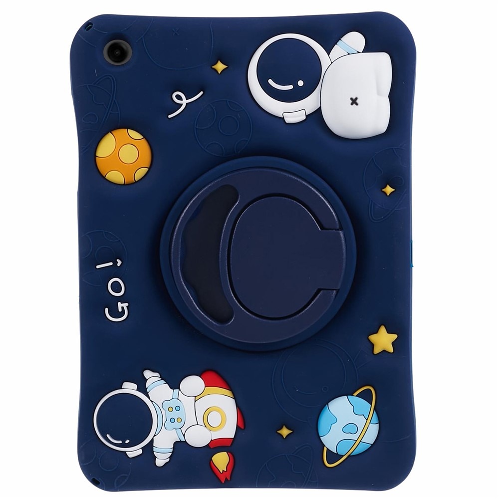 Husa tableta pentru copii, XGSM, Samsung Galaxy Tab A11+/A9+, cu suport rotativ 360, motiv Astronaut, granat, cu snur de purtare