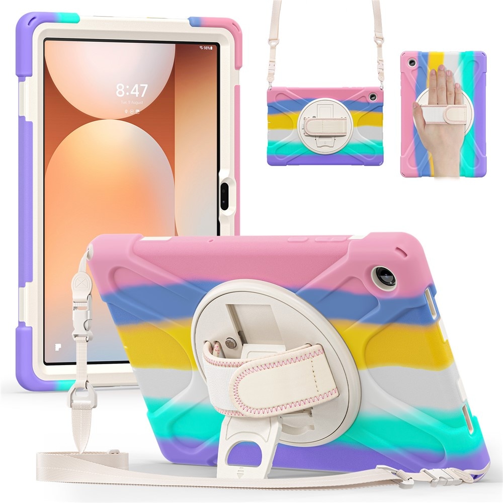 Husa tableta XGSM pentru Samsung Galaxy Tab A11+, set cu suport rotativ 360 si curea de umar, multicolor