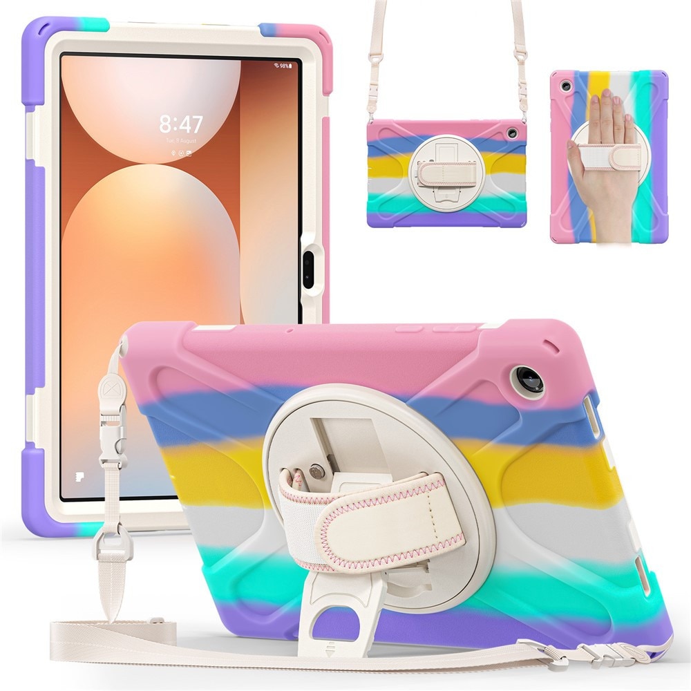 Husa tableta XGSM pentru Samsung Galaxy Tab A11+, set cu suport rotativ 360 si curea de umar, multicolor