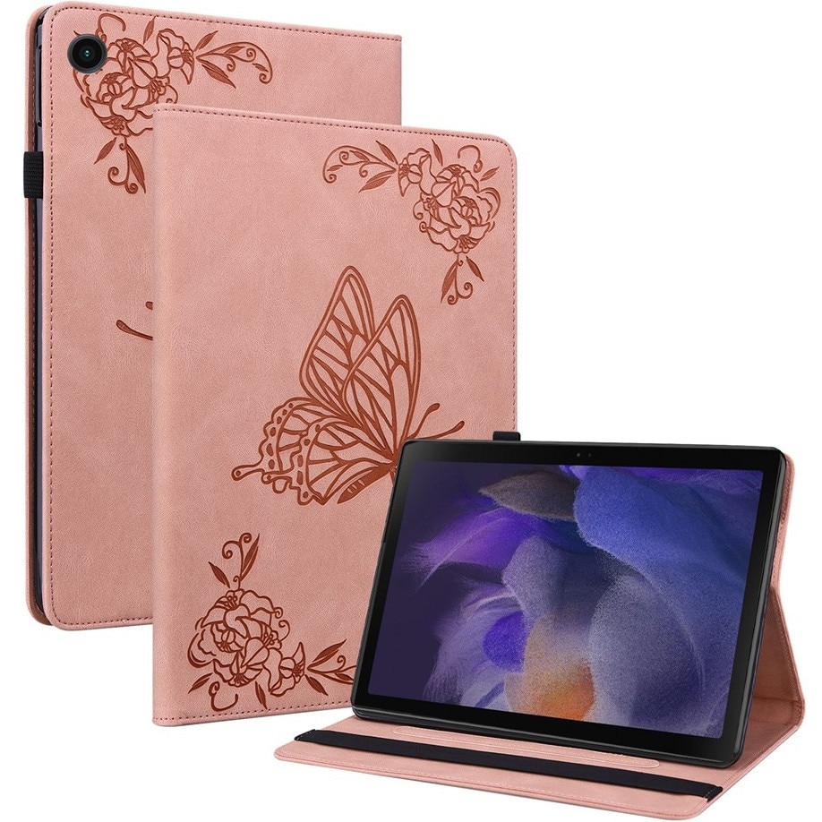 Etui pentru tableta, Butterfly, roz, pentru Samsung Galaxy Tab A11+, cu suport si compartimente pentru carduri