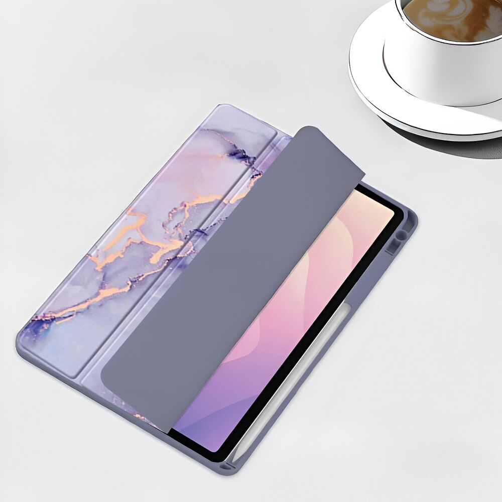 Husa tableta, XGSM, pentru Samsung Galaxy Tab S11 Ultra, tri-fold, cu suport pentru stylus, mov marble