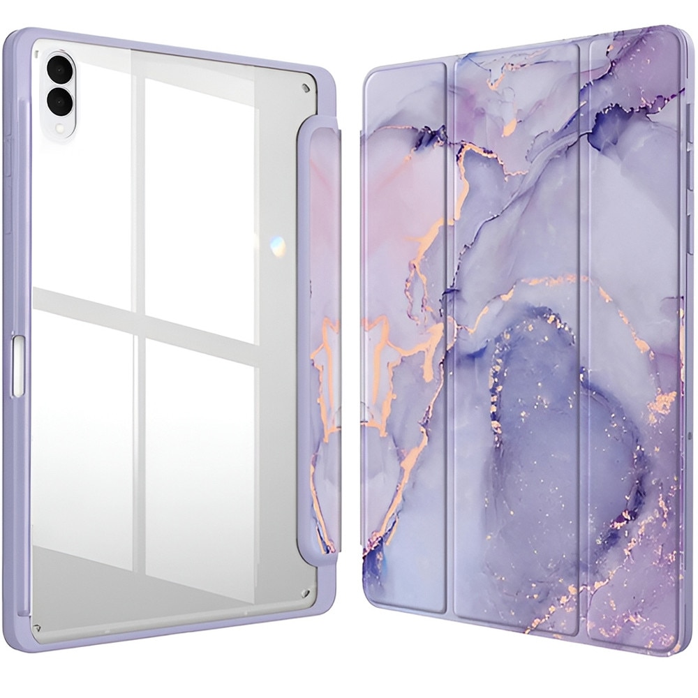 Husa tableta, XGSM, pentru Samsung Galaxy Tab S11 Ultra, tri-fold, cu suport pentru stylus, mov marble