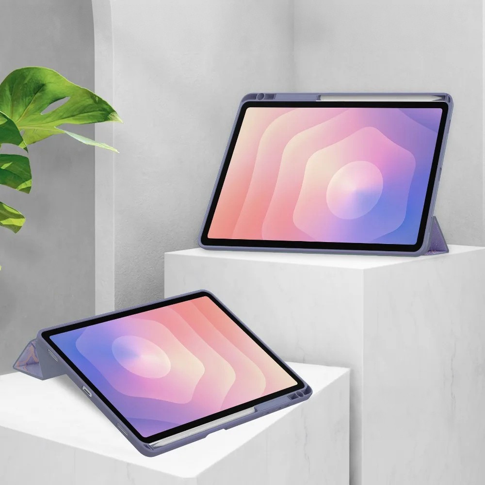 Husa tableta, XGSM, pentru Samsung Galaxy Tab S11 Ultra, tri-fold, cu suport pentru stylus, mov marble