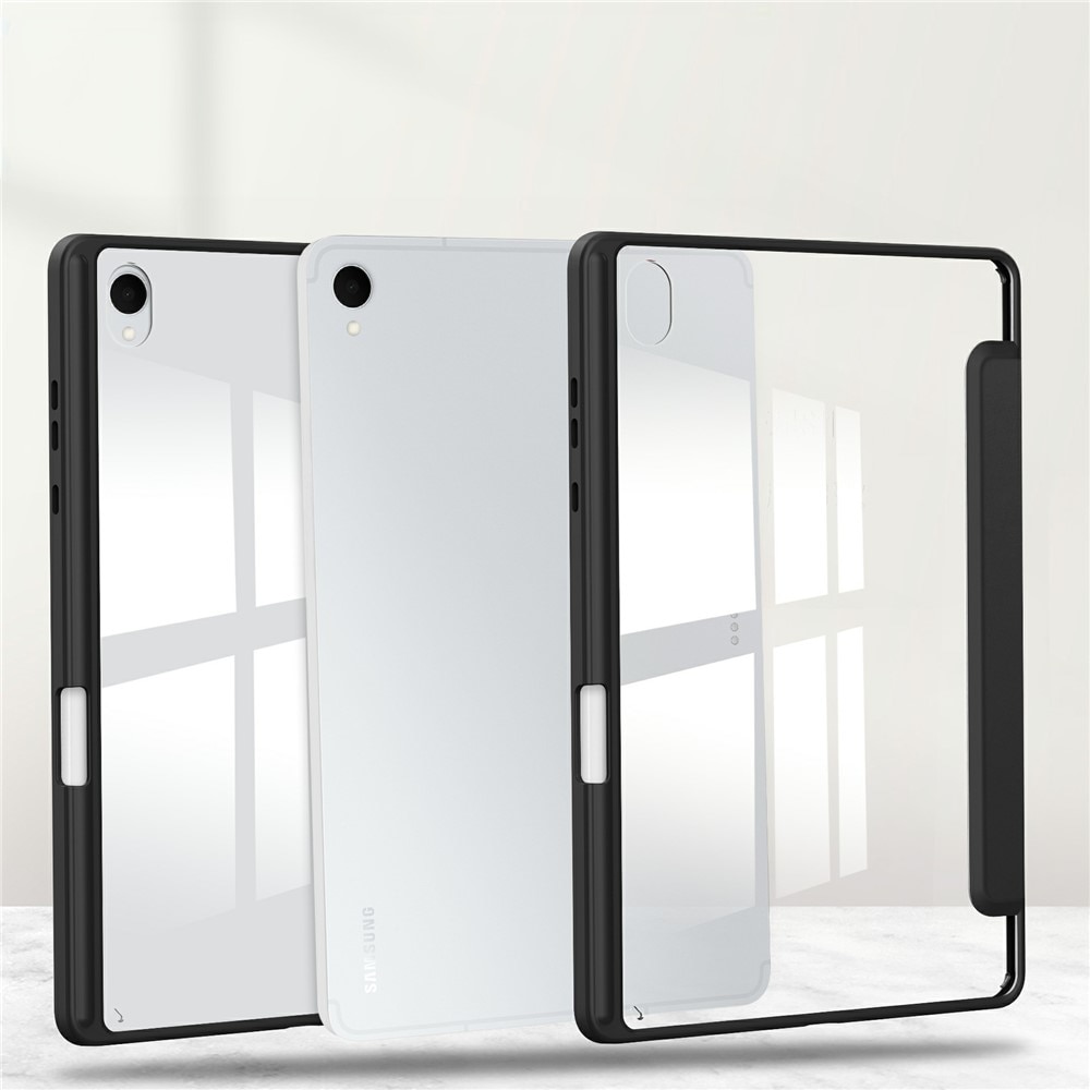 Husa tableta, XGSM, pentru Samsung Galaxy Tab S11, tri-fold, cu suport pentru stylus, neagra