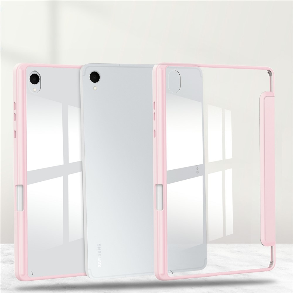 Husa tableta, XGSM, pentru Samsung Galaxy Tab S11, tri-fold, cu suport pentru stylus, roz
